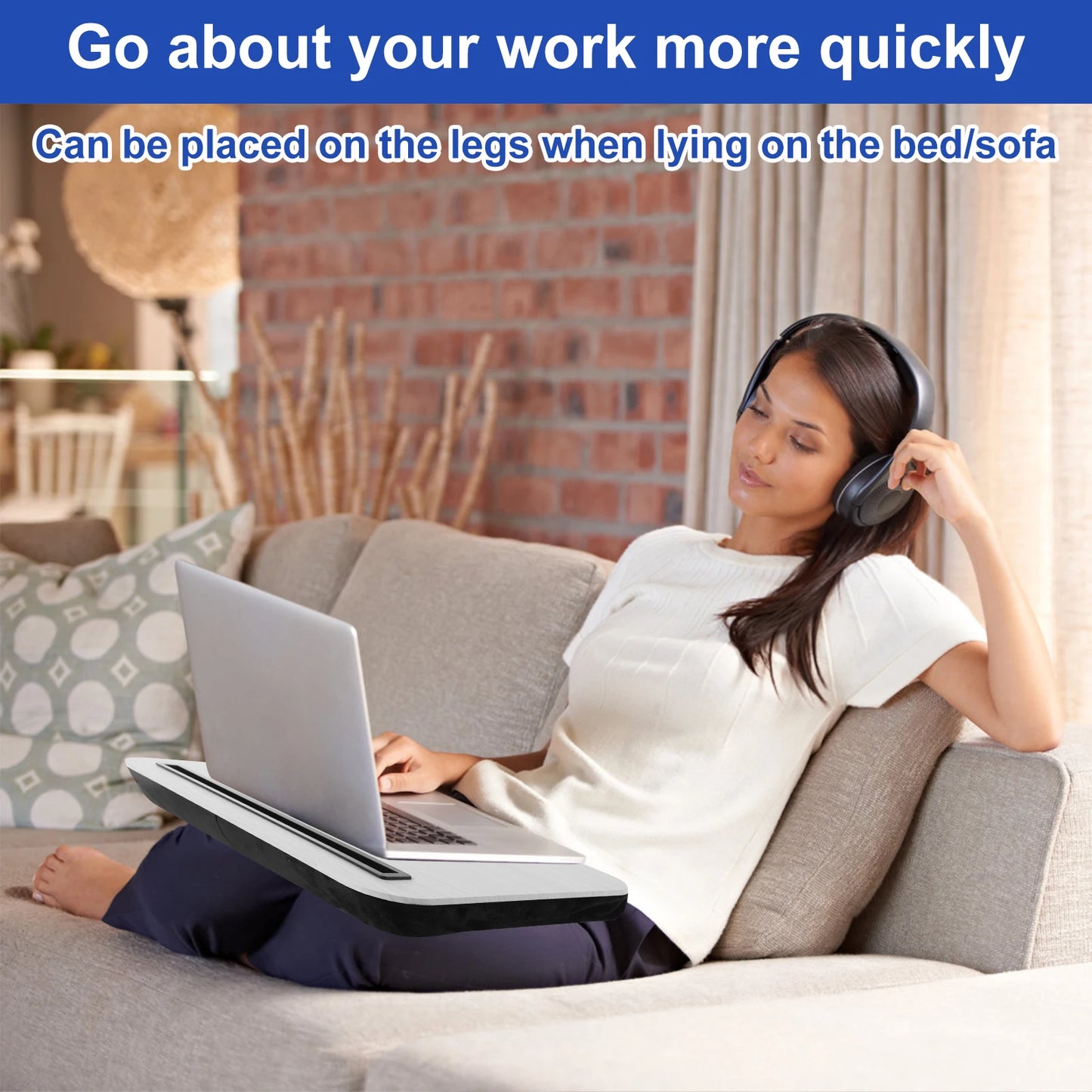 Portable Lap Desk with Tablet Slot - Cushioned Laptop Tray for Bed & Sofa