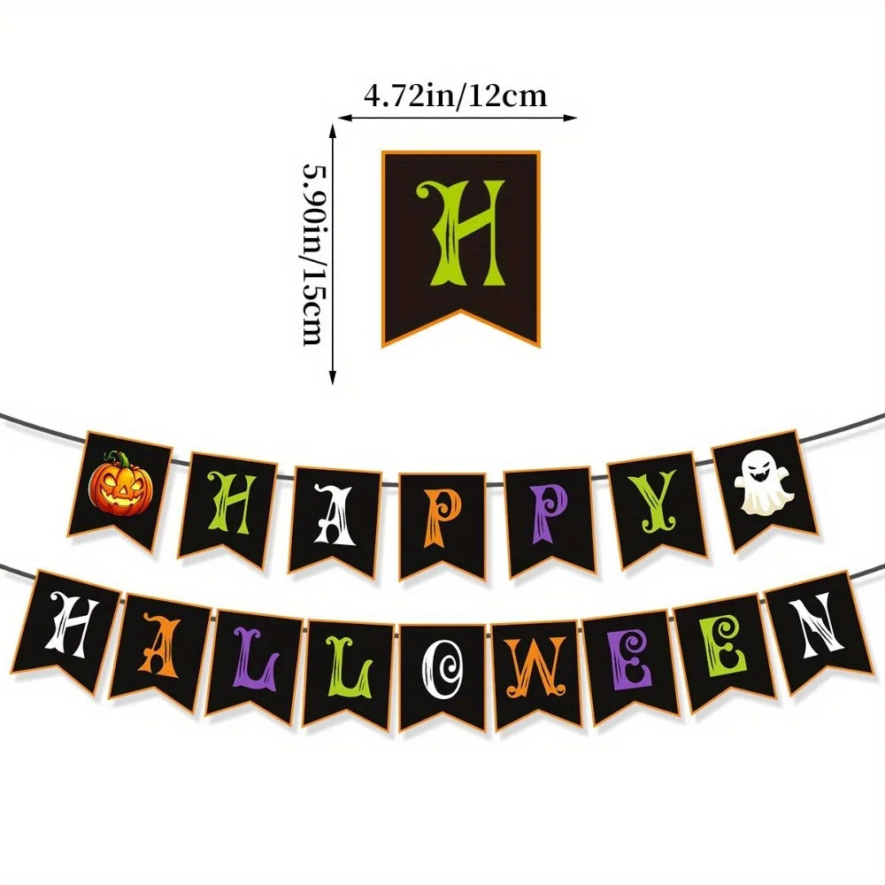 Halloween Decorations Happy Halloween Banner Indoor Outdoor Trunk or Treat Garland Backdrop Hanging Party Supplies