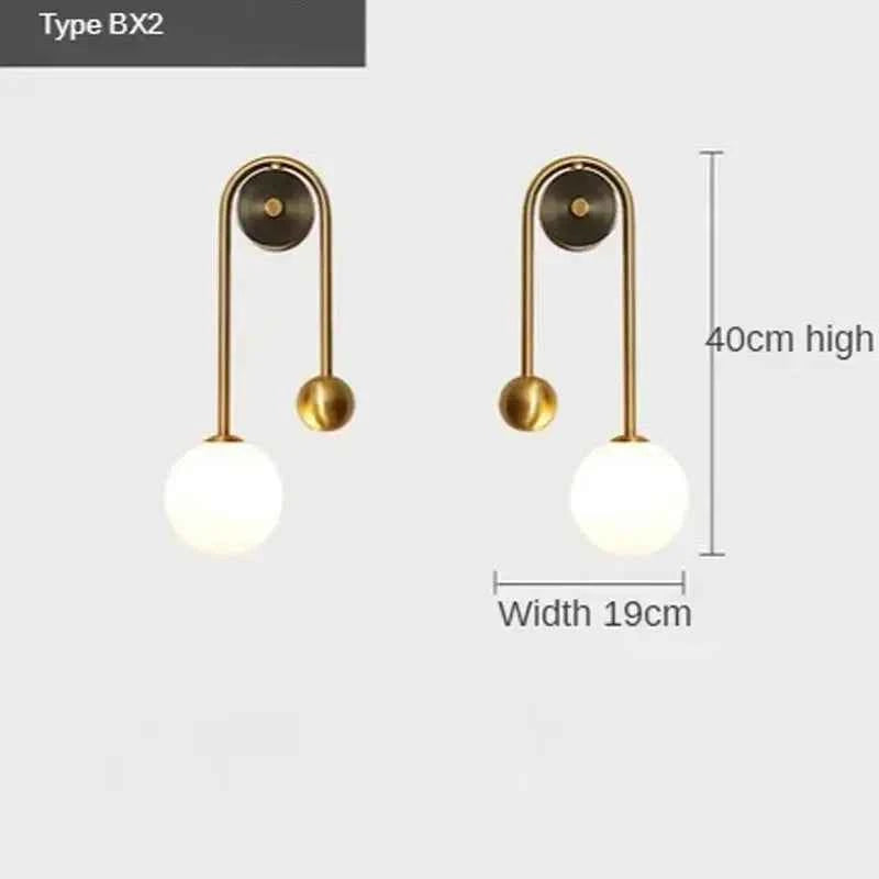 Modern Gold LED Wall Light - Glass Ball Bedside Sconce Lamp