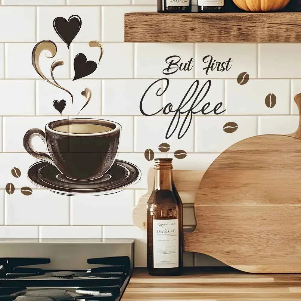 kitchen coffee cup quote wall sticker home decoration  self adhesive coffe shop decor wall art decal