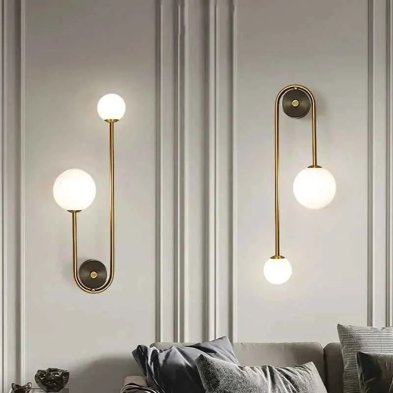 Modern Gold LED Wall Light - Glass Ball Bedside Sconce Lamp
