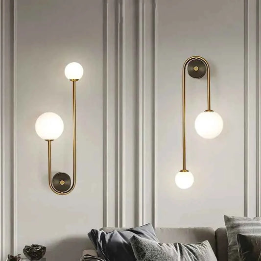 Modern Gold LED Wall Light - Glass Ball Bedside Sconce Lamp