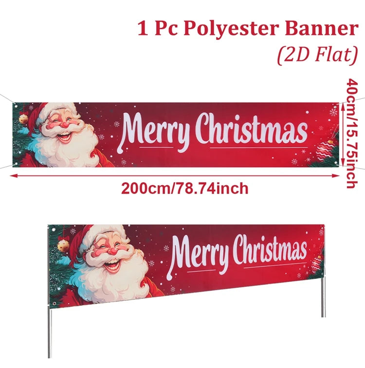 Merry Christmas Outdoor Banner - Home Decoration for Xmas 2025 & New Year 2026 Celebrations