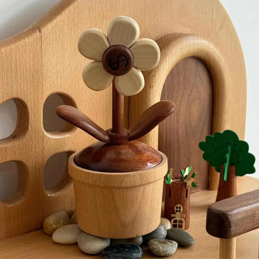 Dashboard Decor For Car Dashboard Mount Rotating Flower Decor Wooden Ornament Cute Floral Art Artificial Tabletop Road Trips