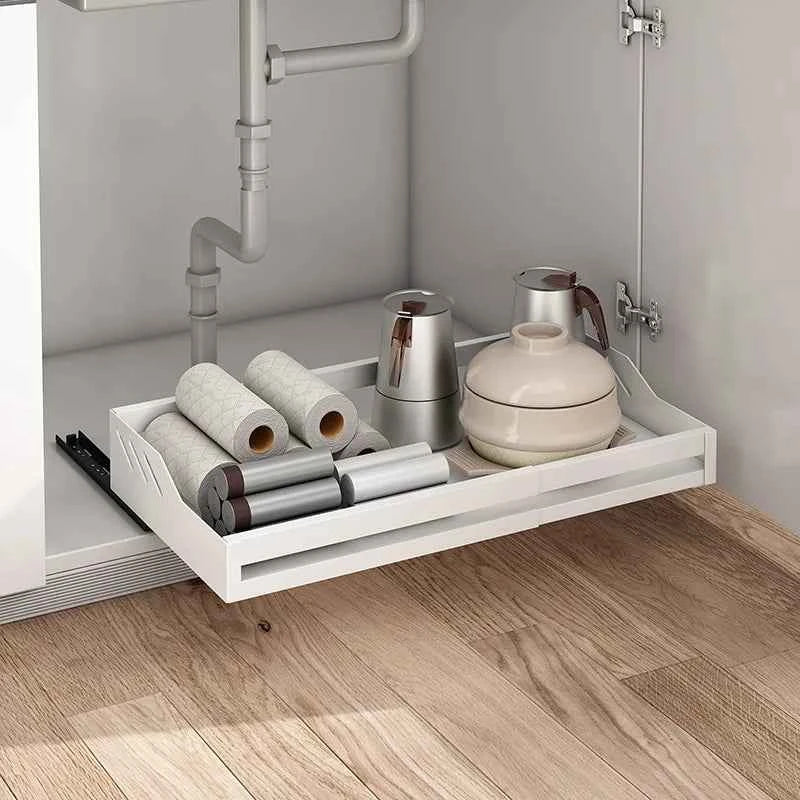 Kitchen Cabinet Basket With Slide Rails Drawer Type Bowl Dish Spice Box Storage Rack Scalable Shelf Bathroom Cabinets Organizer