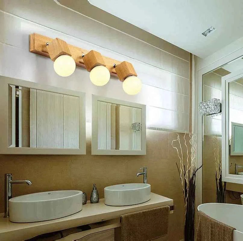 Modern decor natural wood wall lamp mirror front light LED ceiling lighting living room porch bathroom cloakroom bedside aisle