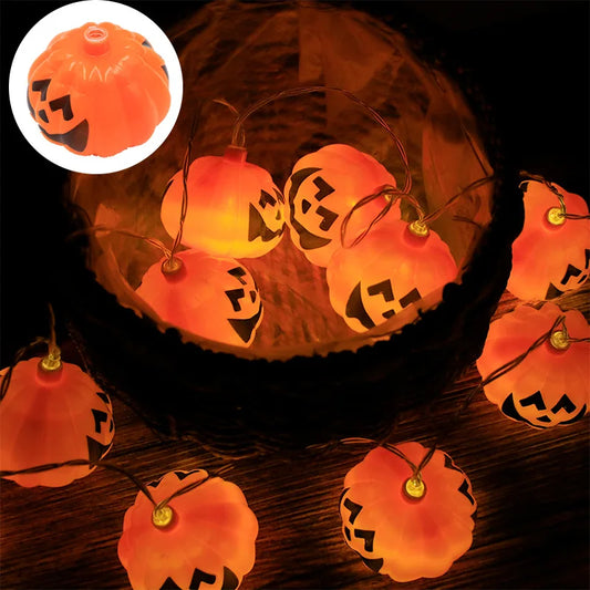 Pumpkin LED Light String Halloween Decoration Easter Party Horror Halloween Lamp Props Outdoor Party Decor Colored Battery Light