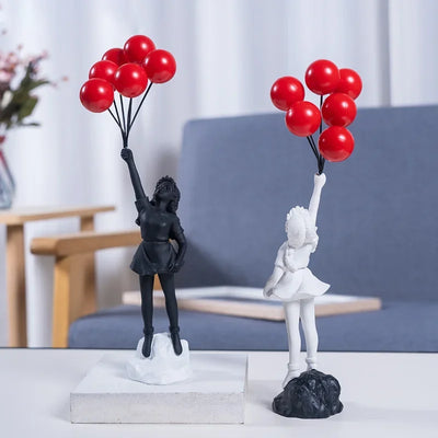 Liefdesballon Meisje Beeld Woondecoratie