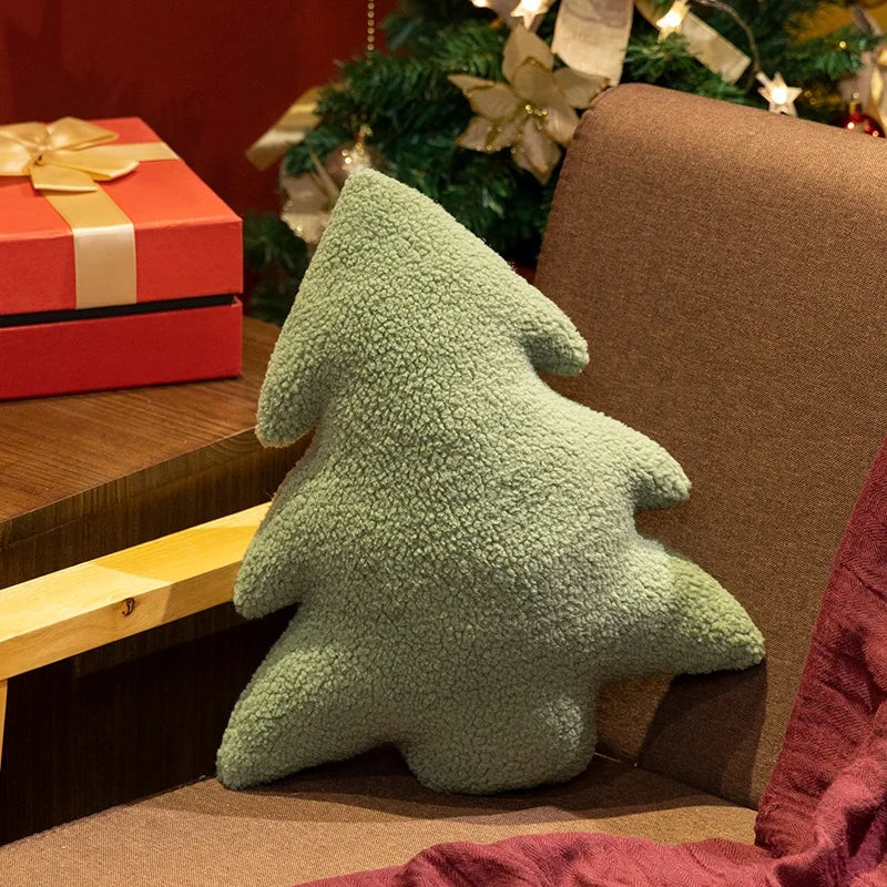 Christmas Tree Plush Pillow - Cute Soft Xmas Stuffed Throw Cushion for Sofa & Home Party Decor