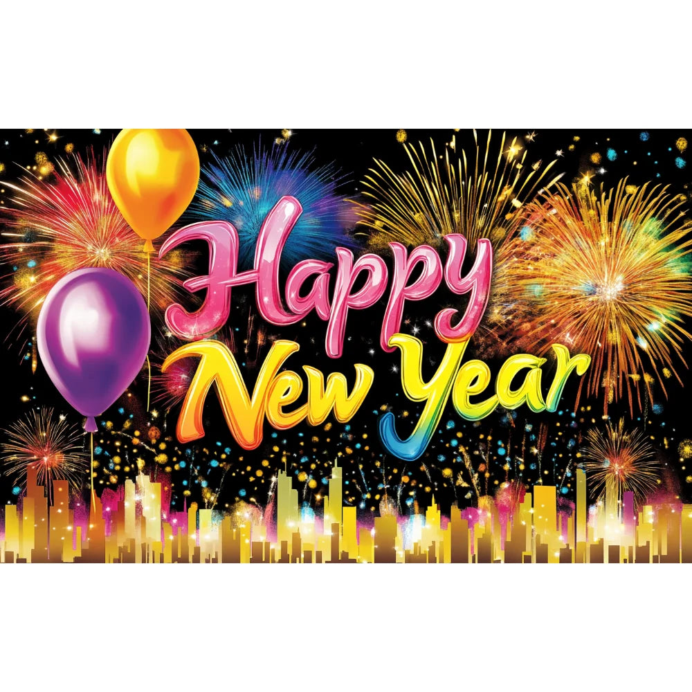 Happy New Year 2026 Photo Backdrop Banner - Party Background Decoration 180x110cm