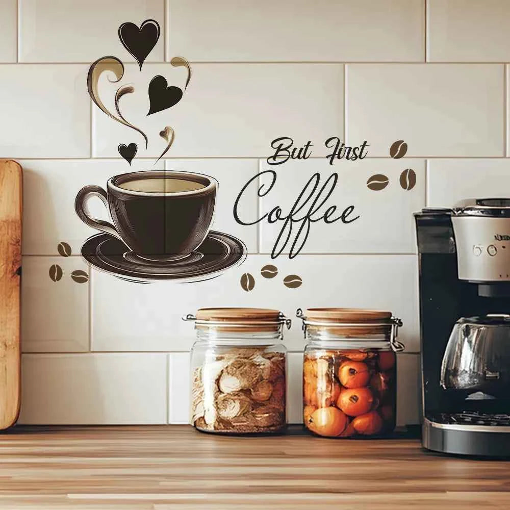 kitchen coffee cup quote wall sticker home decoration  self adhesive coffe shop decor wall art decal