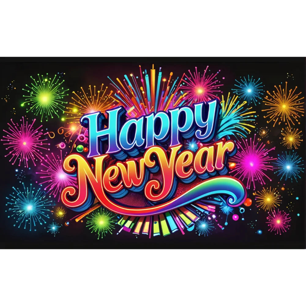Happy New Year 2026 Photo Backdrop Banner - Party Background Decoration 180x110cm