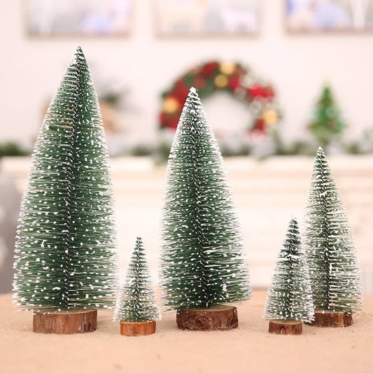 Mini Snow-Covered Christmas Tree - DIY Pine Ornament for Xmas Party & Winter Home Decor