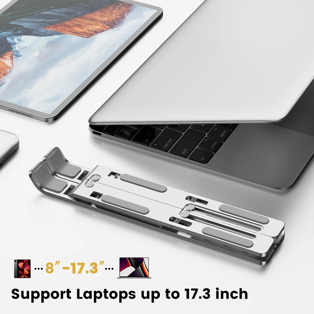 Foldable Aluminum Laptop Stand - Portable Ergonomic Holder for MacBook & PC