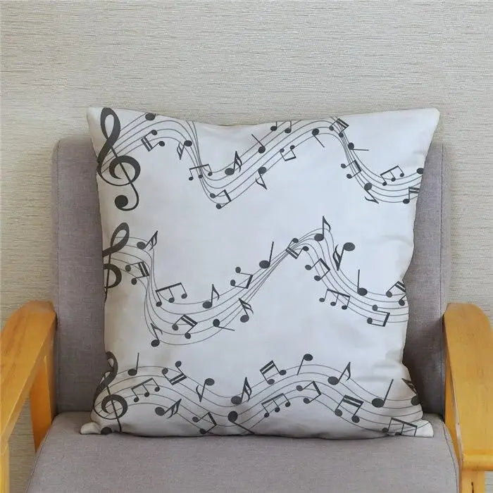 Kussenhoes met Cartoon Muziekprint