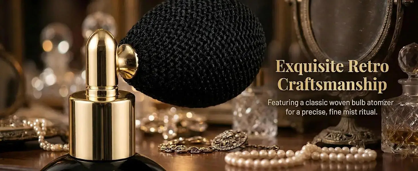 Unisex Woody Floral Perfume 50ml/100ml with a classic woven bulb atomizer for a precise mist ritual.