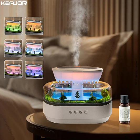 Raindrop Humidifier - LED Light & White Noise Essential Oil Diffuser