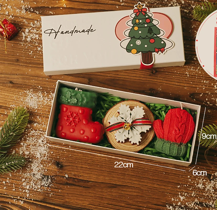 3-Piece Christmas Scented Candle Gift Set - Handmade Santa, Snowman & Elk Aromatherapy Candles for Holiday Decor