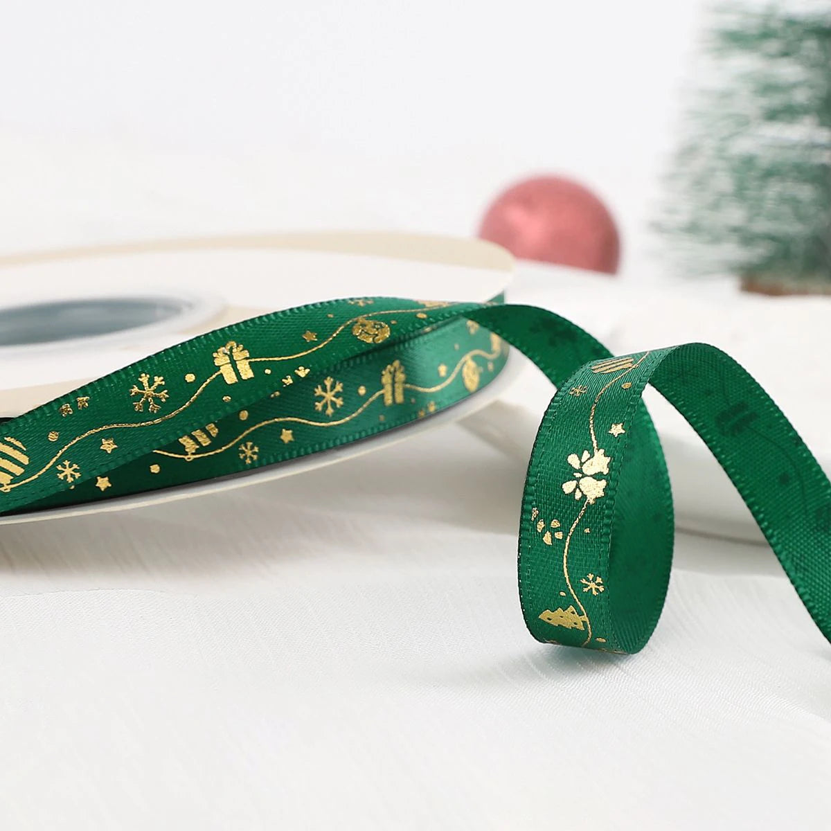 Christmas Ribbon Decoration - 5 Yards Premium Gift Wrapping & Tree Ornament Ribbon
