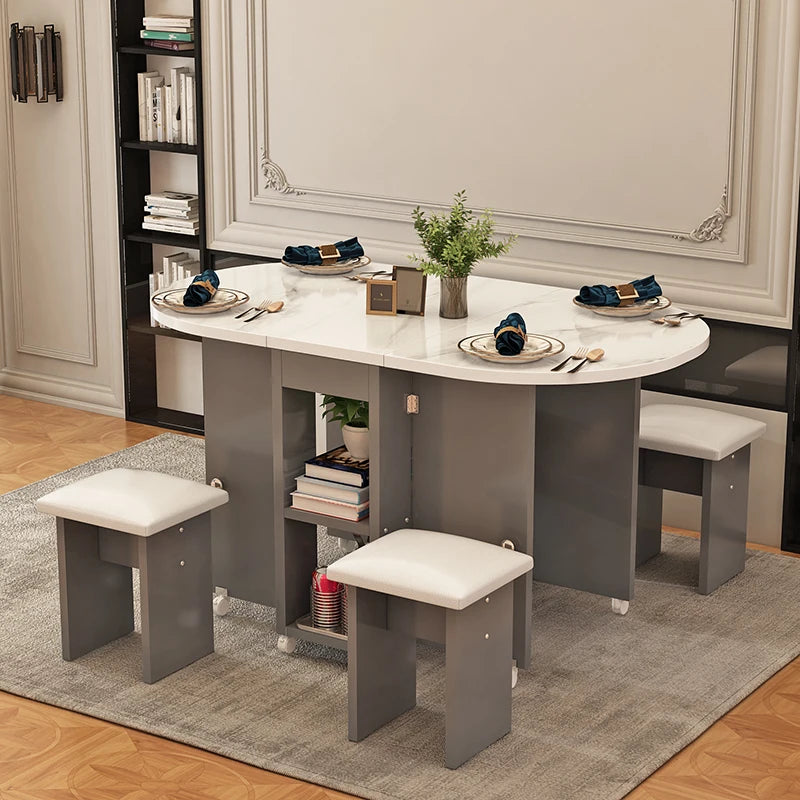 Foldable Dining Table Set - Modern Minimalist with Chairs