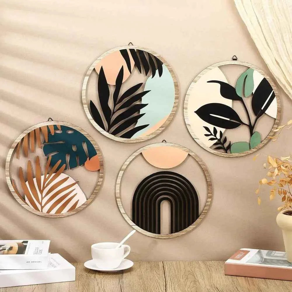 3/4pcs Home Decor Wooden Wall Decoration Cartoon Creative Wall Hanging Exquisite Art Background Pendant Gift