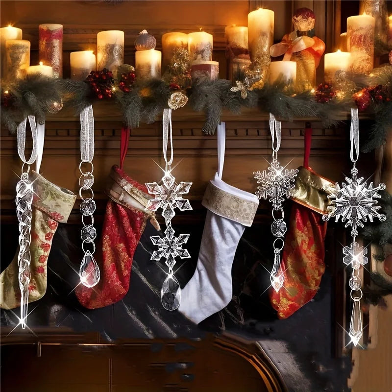 Crystal Christmas Tree Ornaments Set - 3/5/18 Pieces for Xmas Tree & Winter New Year Party Decor