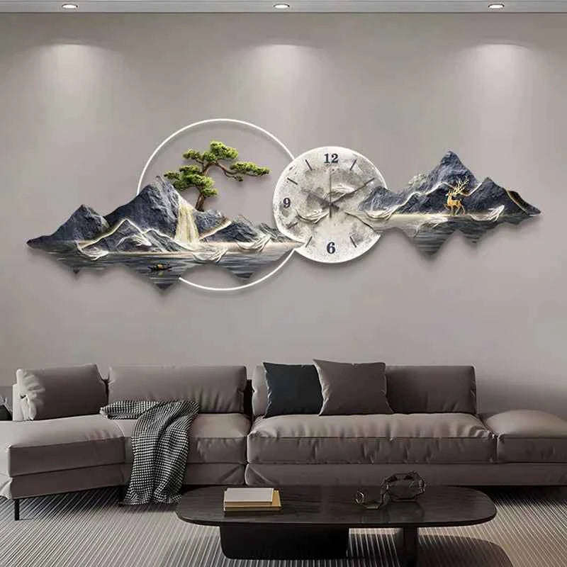 Living Room Wall Clocks Art Mural Luxury Large Aesthetic Modern Wall Watch Creative Large Silent Reloj De Pared Home Decoration