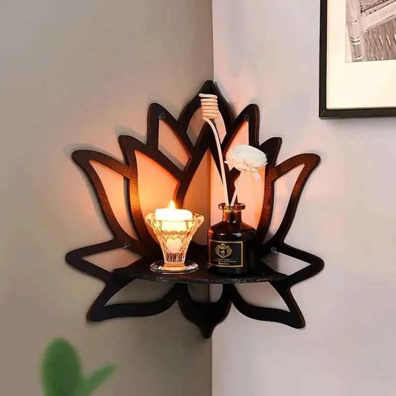 Lotus Floating Wall Shelf Crystal Shelf Display Home Wood Decor Aesthetic Room Decoration Modern Home Decoration Shelf