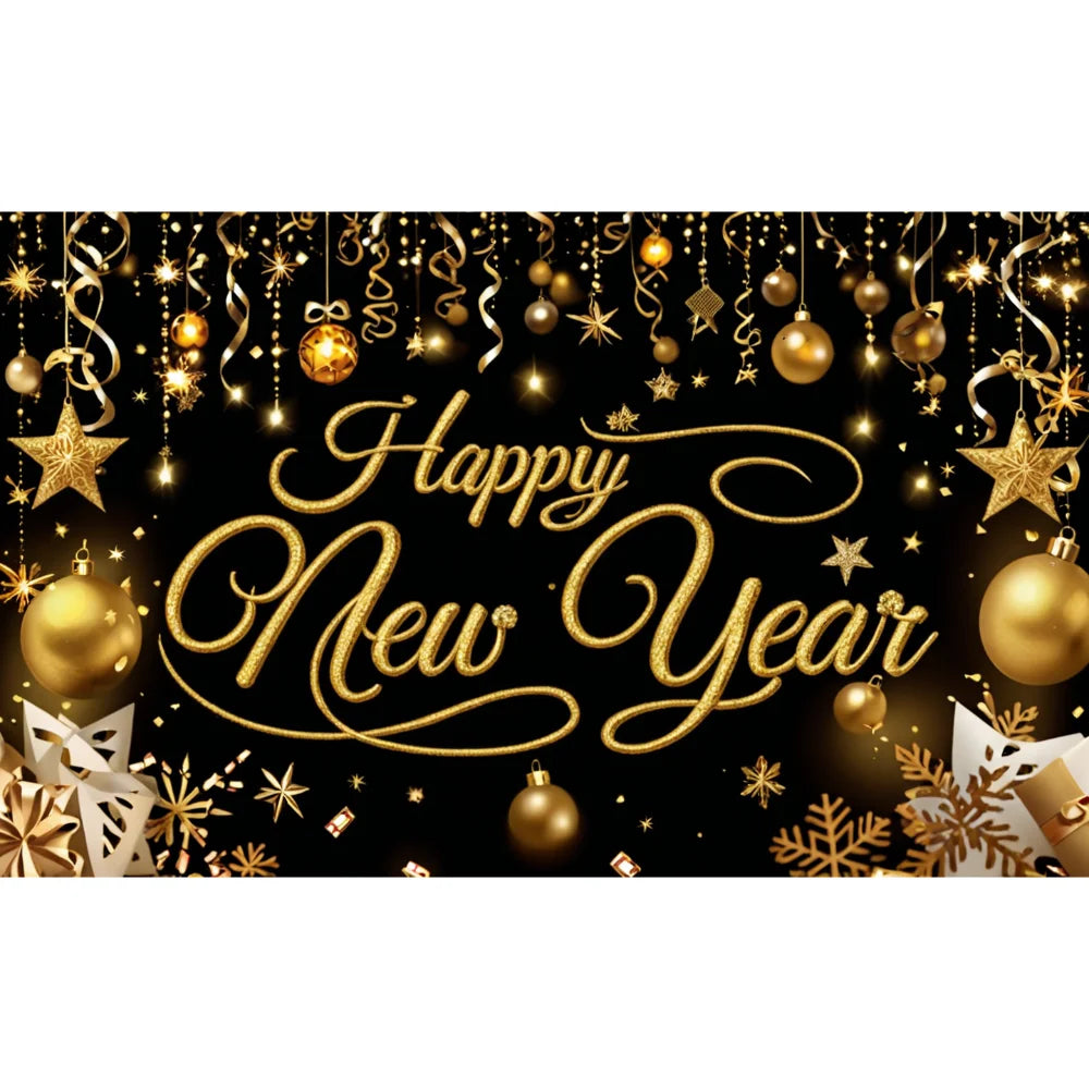 Happy New Year 2026 Photo Backdrop Banner - Party Background Decoration 180x110cm