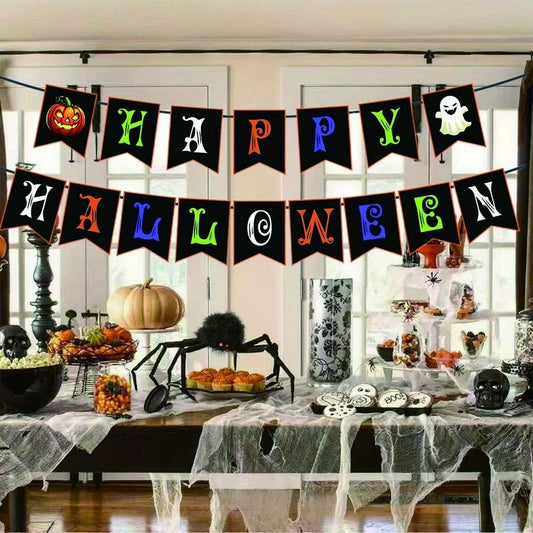 Halloween Decorations Happy Halloween Banner Indoor Outdoor Trunk or Treat Garland Backdrop Hanging Party Supplies