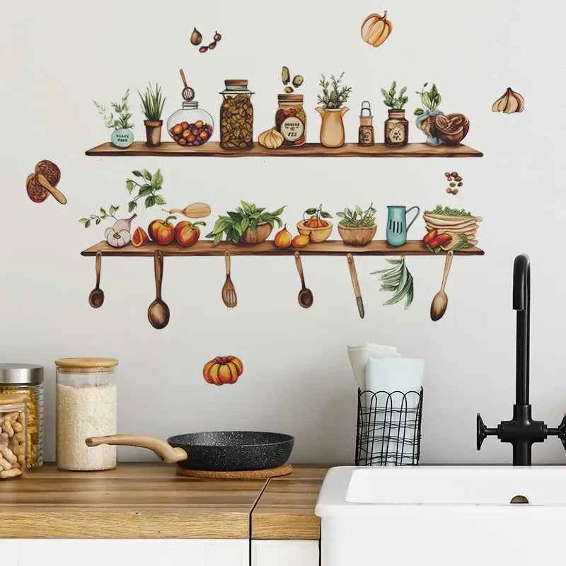 Creative Kitchen Appliances Shelving Dining Room Kitchen Background Wall Decor Beautifying Home Improvement Wall Stickers