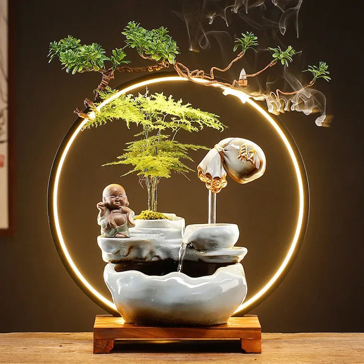 New Chinese style Zhaocai water ornaments circulating water humidifier living room office desktop atomizing wealth opening gifts
