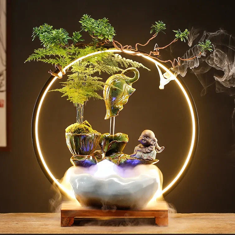 New Chinese style Zhaocai water ornaments circulating water humidifier living room office desktop atomizing wealth opening gifts