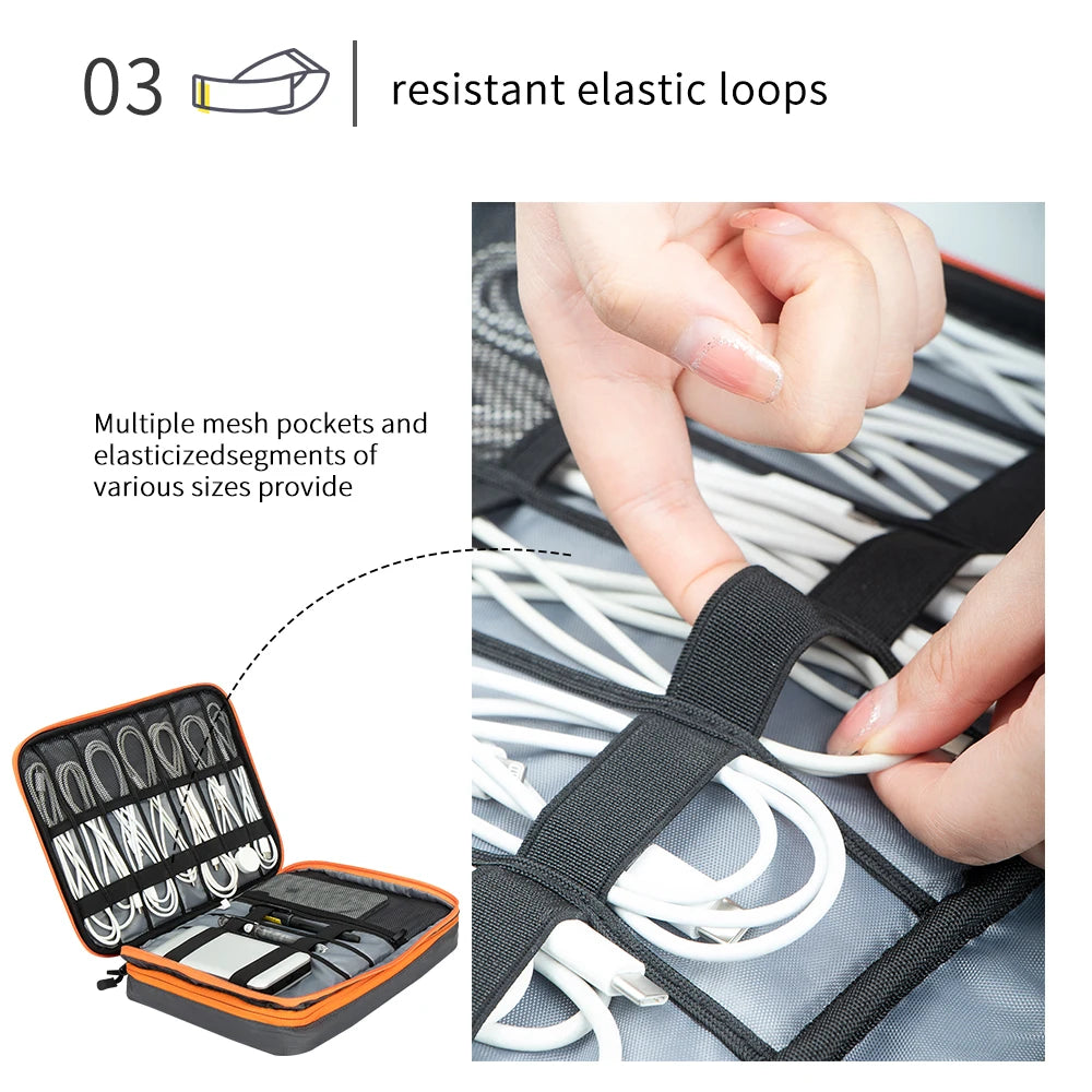 Cable Storage Bag Travel Electronics Organizer Portable Digital Gadget Storage Carry Case For Ipad Power Bank USB Charger Pouch