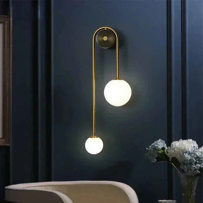 Modern Gold LED Wall Light - Glass Ball Bedside Sconce Lamp