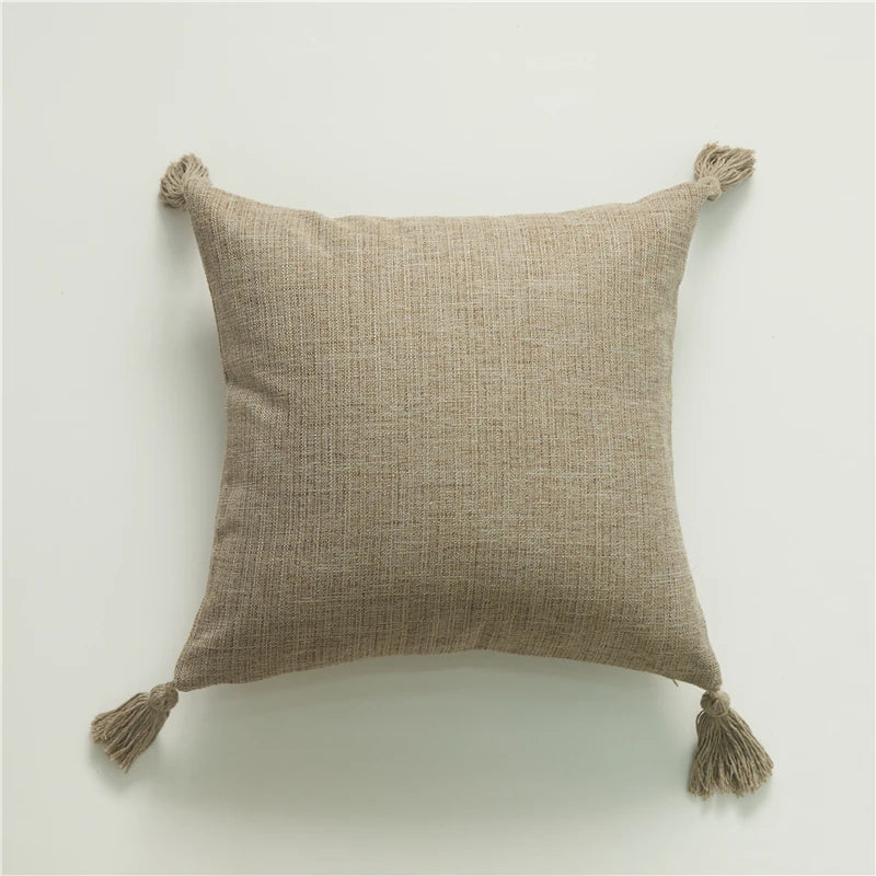 Pillowcase Cushion Cover For Living Room Sofa Office Car Decorative Pillowcase Linen Tassel Suitable For All Seasons Soft And Co