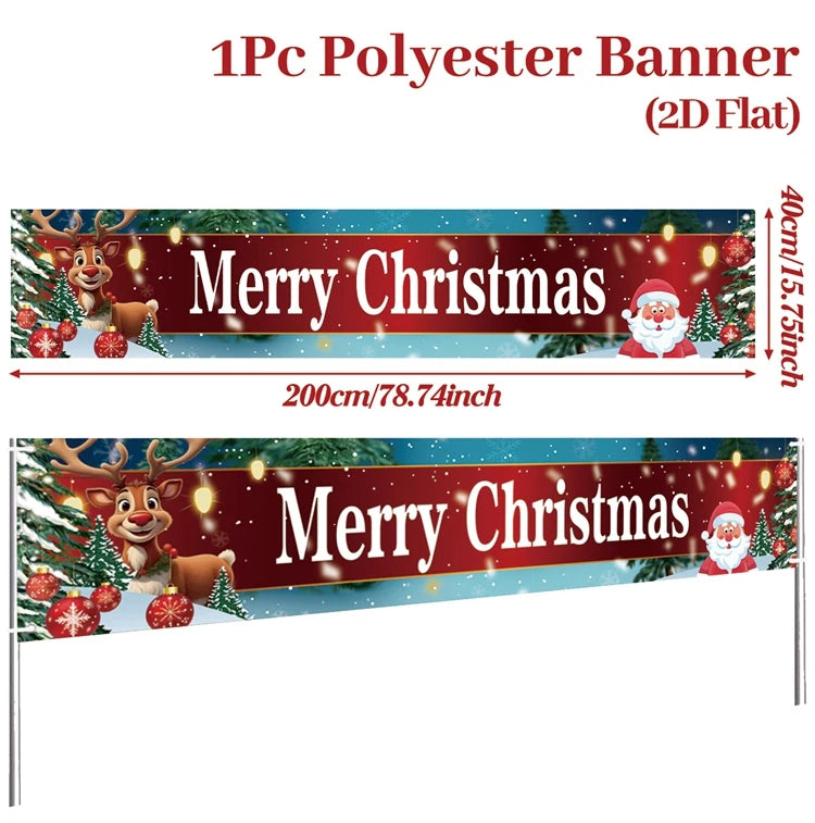 Merry Christmas Outdoor Banner - Home Decoration for Xmas 2025 & New Year 2026 Celebrations