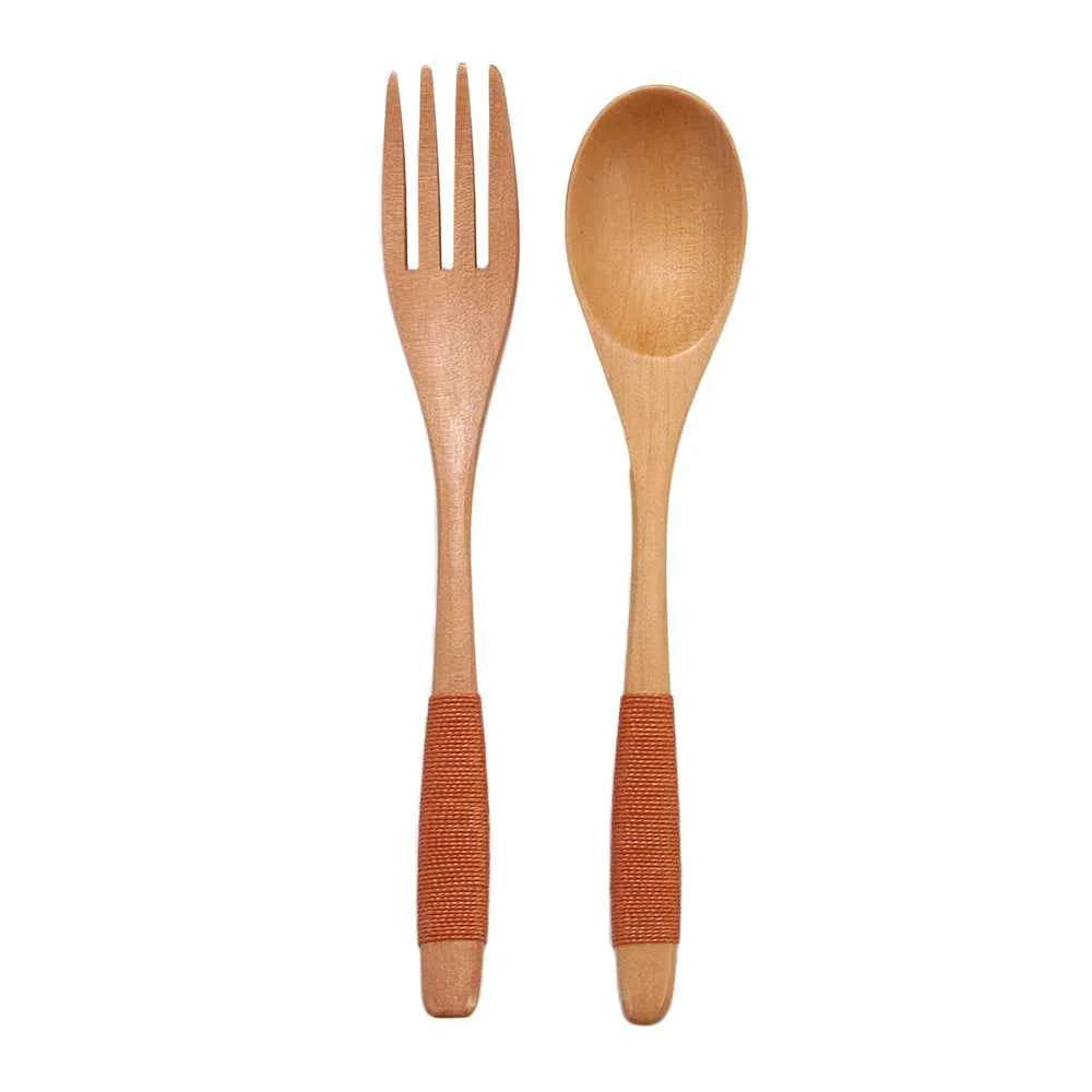 Dinner Kit Wooden Kitchen Supplies Soups Cereal Rice Dinnerware Sets Tableware Spoon Fork