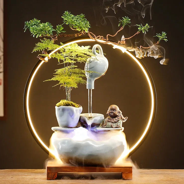 New Chinese style Zhaocai water ornaments circulating water humidifier living room office desktop atomizing wealth opening gifts