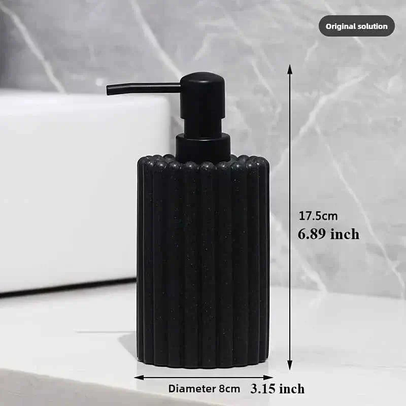 Bathroom Accessories Set - Resin Lotion Bottles, Swab Box & Tray Organizer