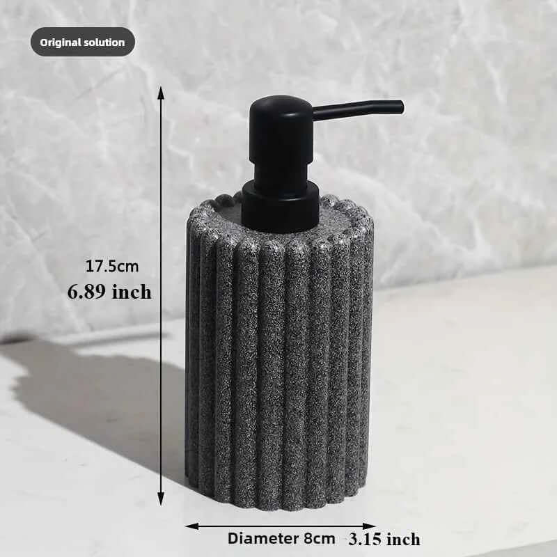 Bathroom Accessories Set - Resin Lotion Bottles, Swab Box & Tray Organizer