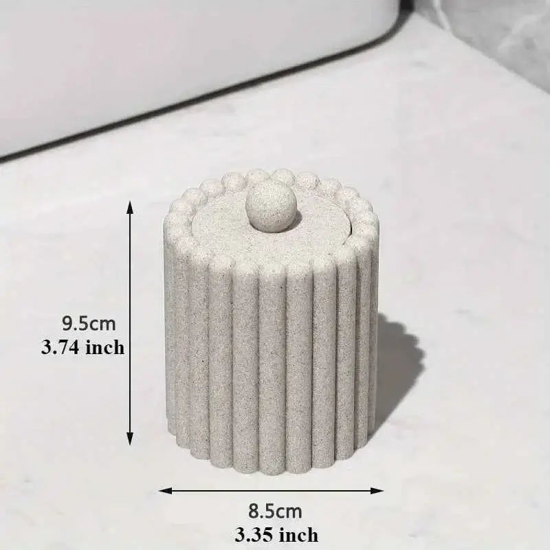 Bathroom Accessories Set - Resin Lotion Bottles, Swab Box & Tray Organizer