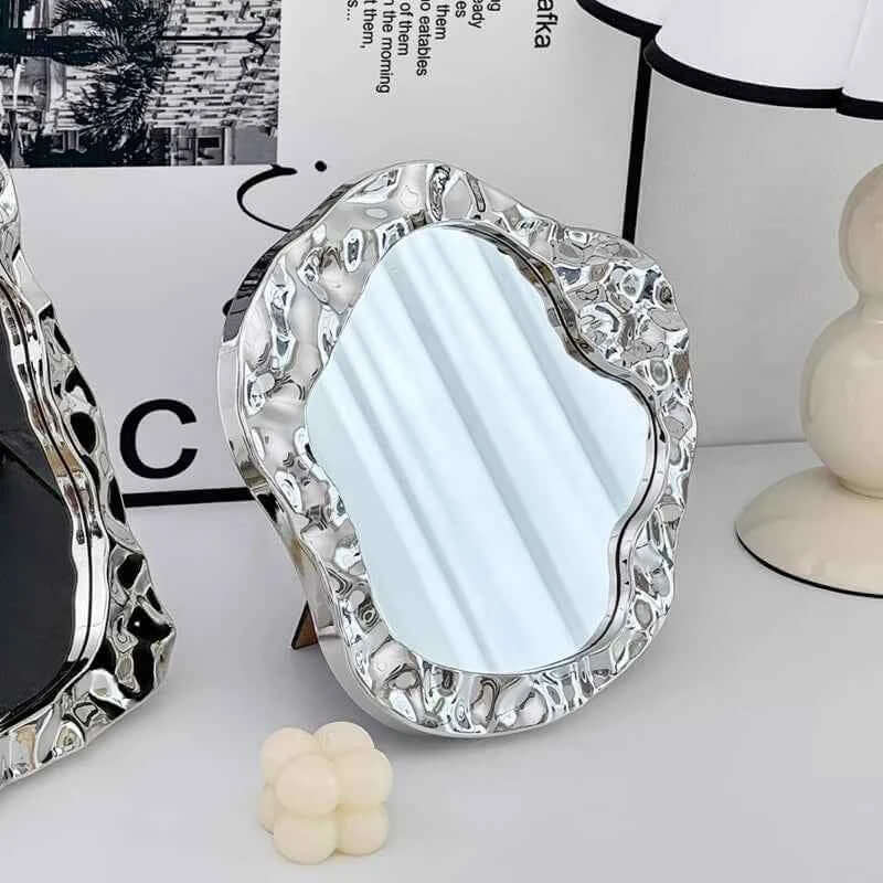 Bathroom Handled Portable Vanity Mirror for Women - Small Dorm Espejo Maquillaje with Light & Home Decoration Accessories