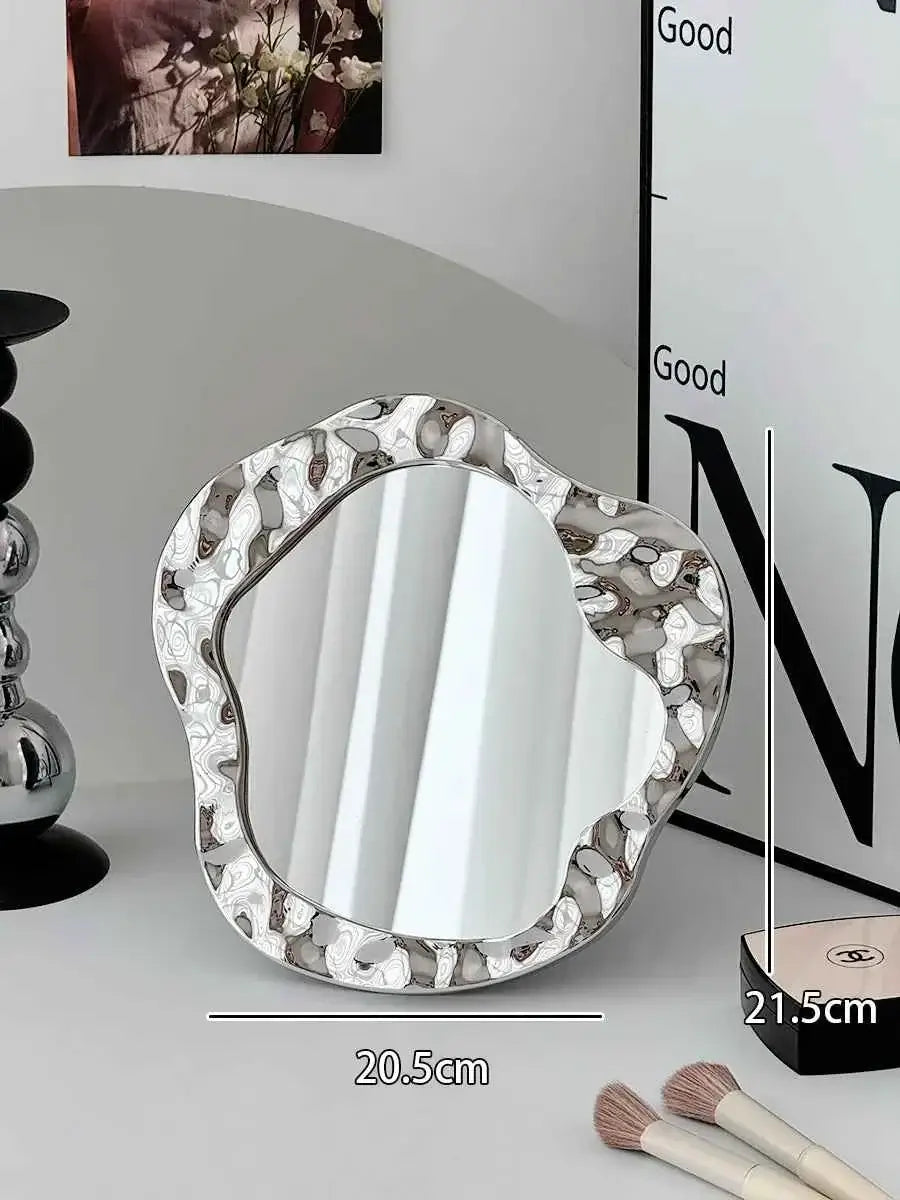 Bathroom Handled Portable Vanity Mirror for Women - Small Dorm Espejo Maquillaje with Light & Home Decoration Accessories