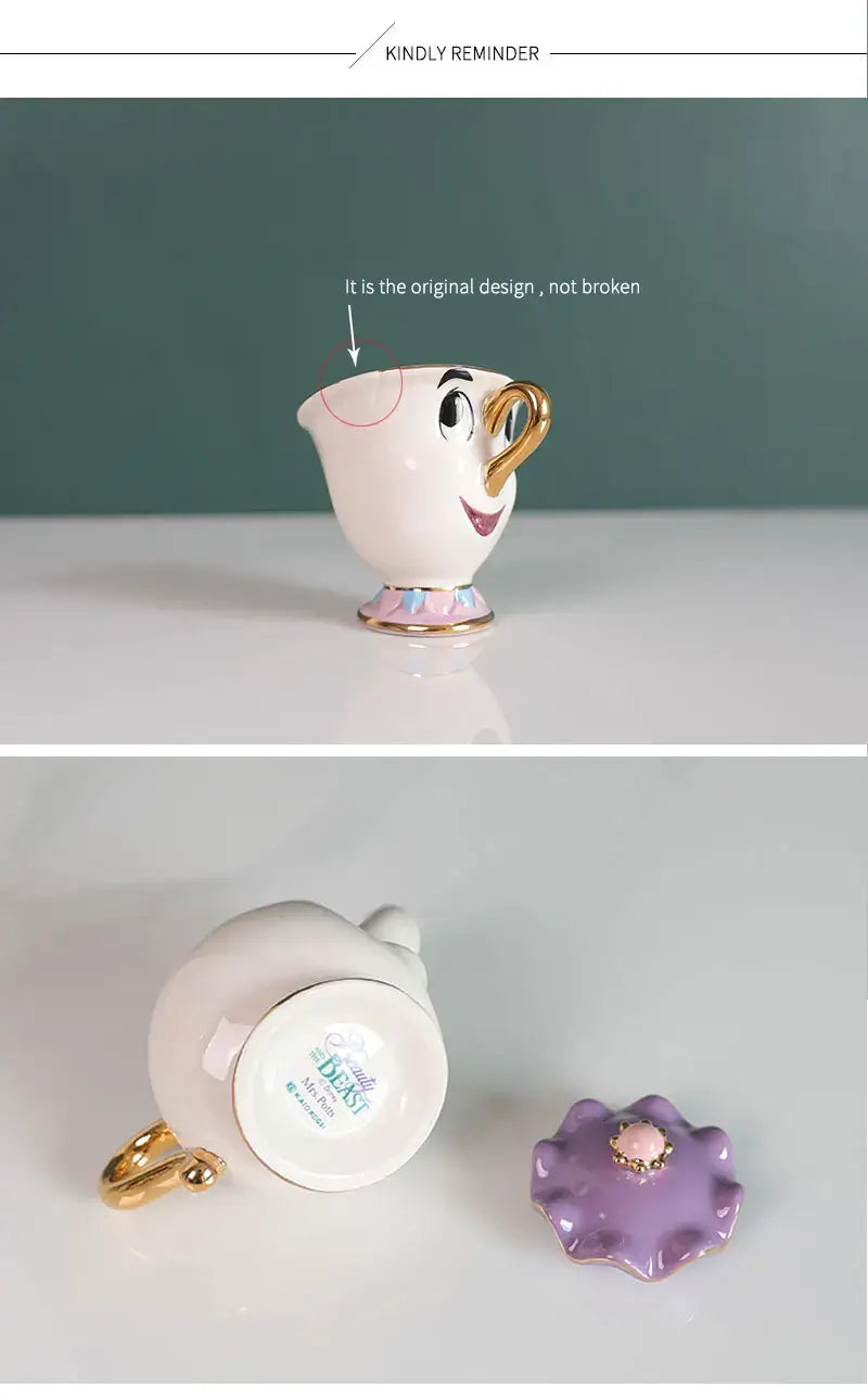 Beauty And The Beast Teapot Cute Cartoon Coffee Pots Mug Mrs Potts Chip Cup Tea Pots Tea Cup Set Home Decor Ornament Gift
