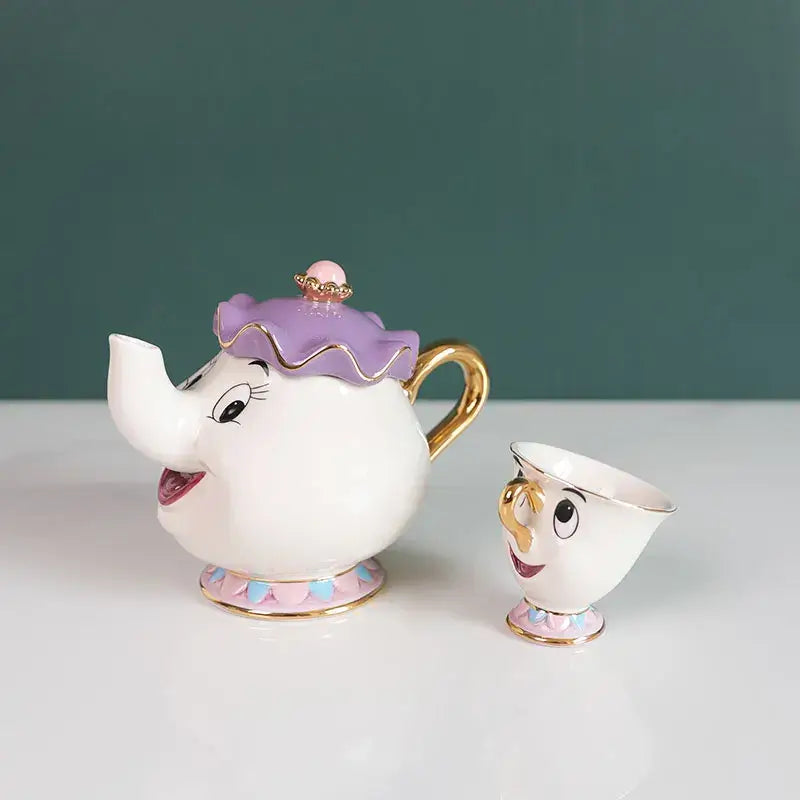 Beauty And The Beast Teapot Cute Cartoon Coffee Pots Mug Mrs Potts Chip Cup Tea Pots Tea Cup Set Home Decor Ornament Gift