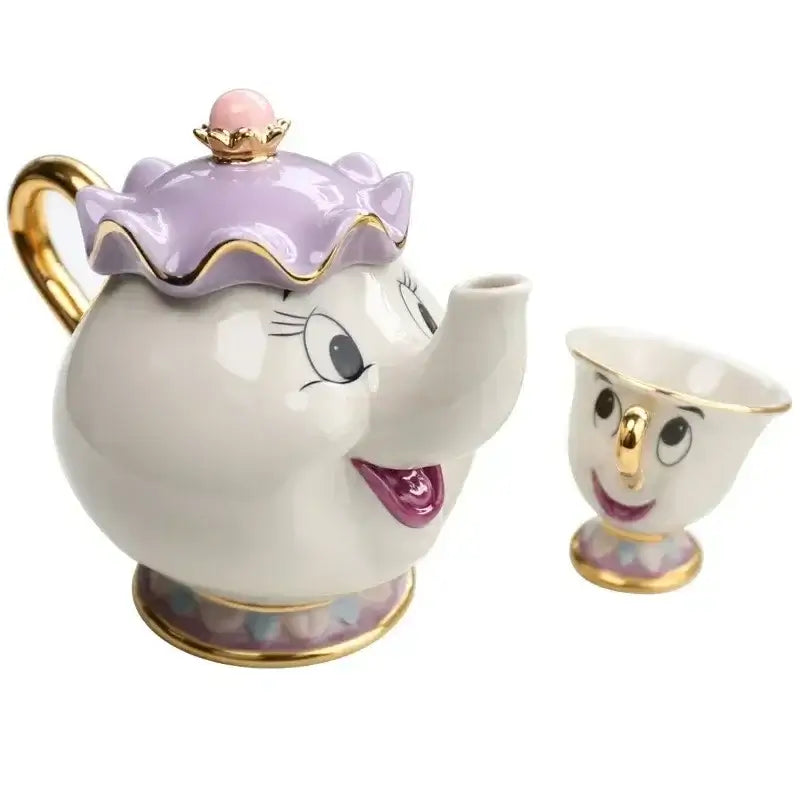 Beauty And The Beast Teapot Cute Cartoon Coffee Pots Mug Mrs Potts Chip Cup Tea Pots Tea Cup Set Home Decor Ornament Gift