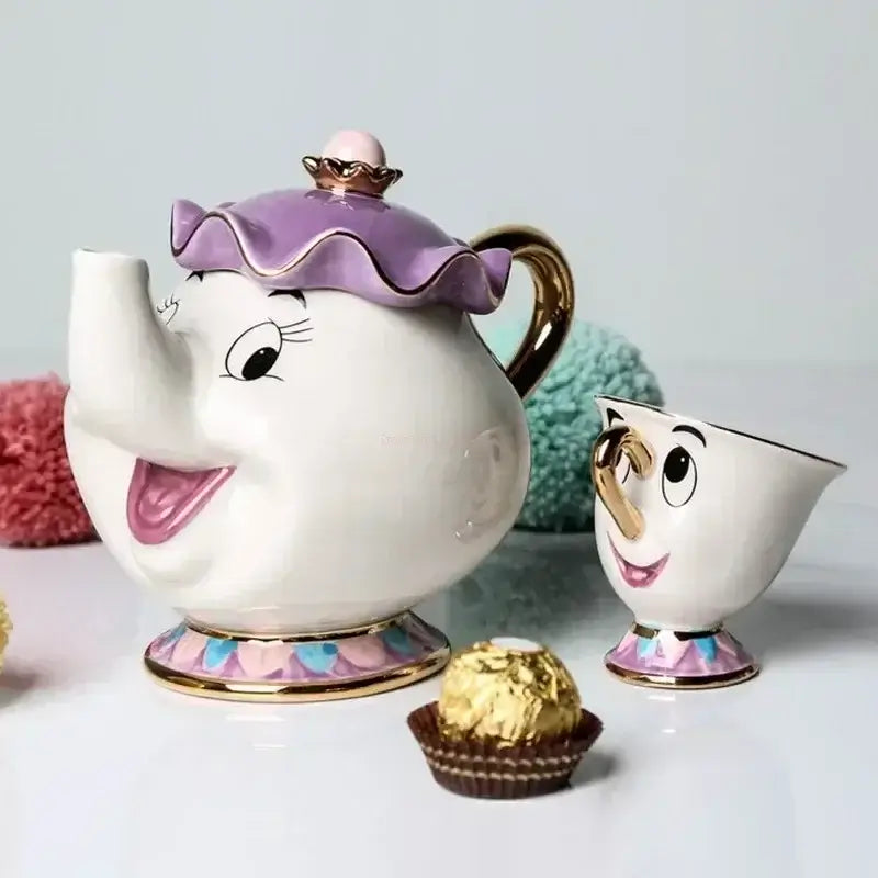 Beauty And The Beast Teapot Cute Cartoon Coffee Pots Mug Mrs Potts Chip Cup Tea Pots Tea Cup Set Home Decor Ornament Gift