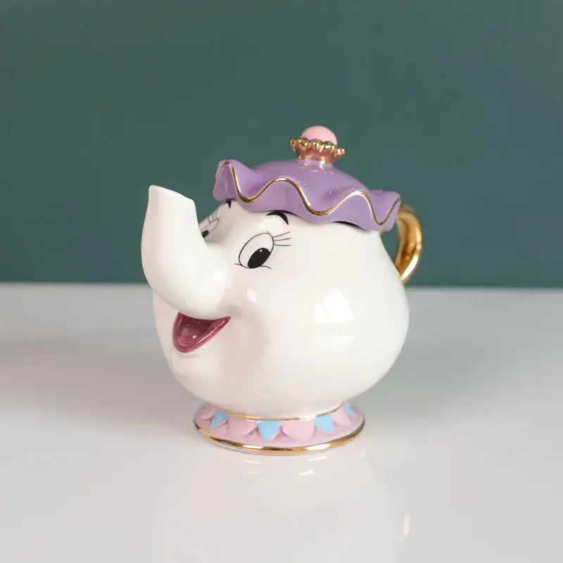 Beauty And The Beast Teapot Cute Cartoon Coffee Pots Mug Mrs Potts Chip Cup Tea Pots Tea Cup Set Home Decor Ornament Gift