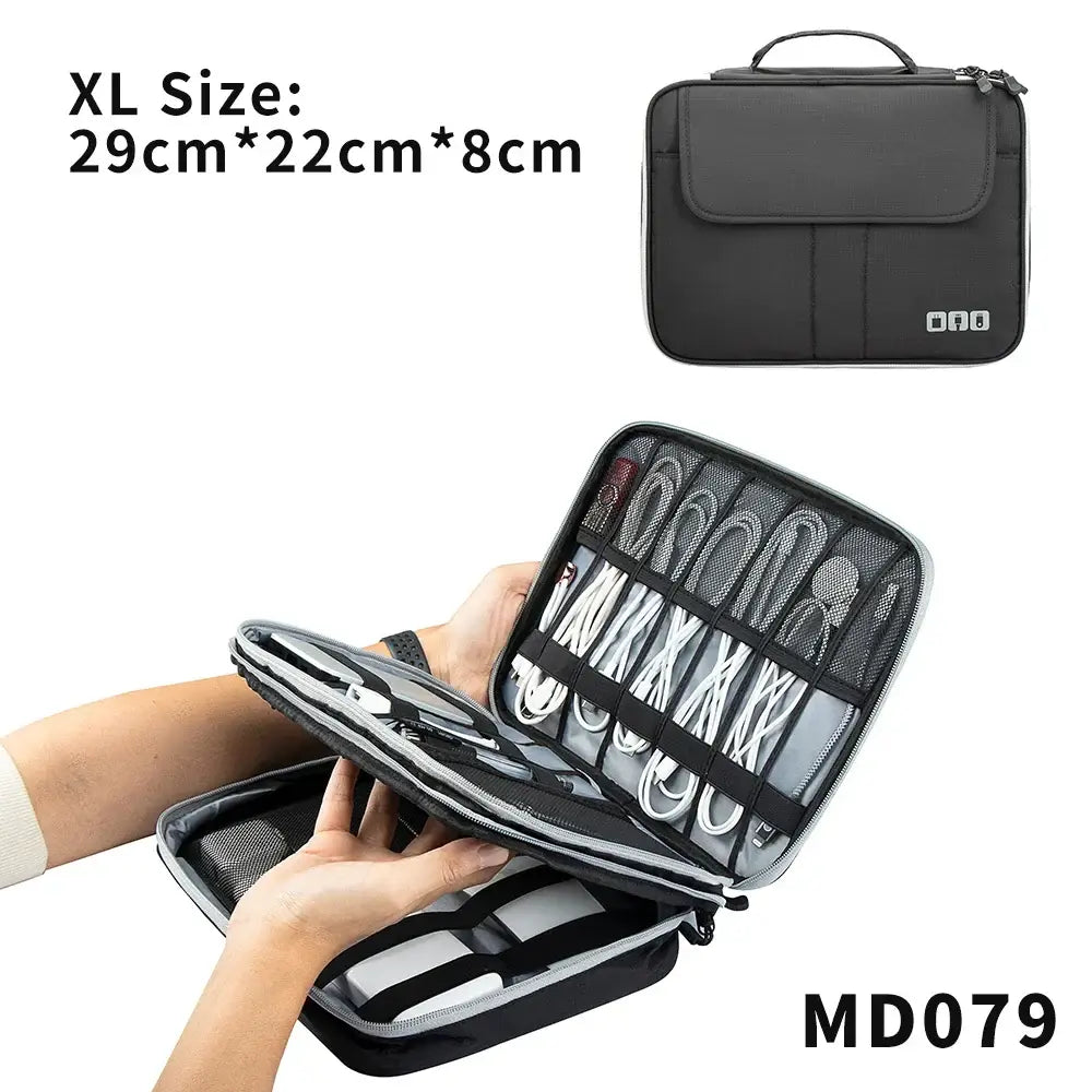 Cable Storage Bag Travel Electronics Organizer Portable Digital Gadget Storage Carry Case For Ipad Power Bank USB Charger Pouch